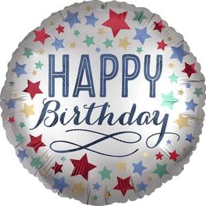 18" Birthday Satin With Stars Mylar