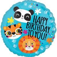 18" Mylar -  Lion, Tiger, Panda Birthday