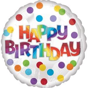 18" Happy Birthday Rainbow Polka Dots