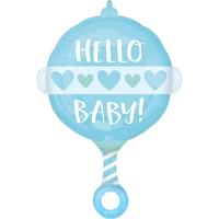 24" Supershape Mylar - Baby Boy Rattle