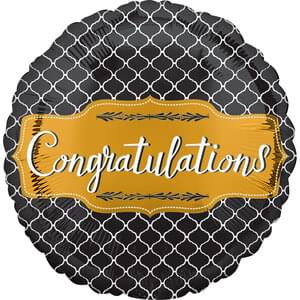 18" Mylar - Black & Gold Congrats
