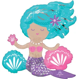18" Air Filled Supershape Mylar - Shimmering Mermaid