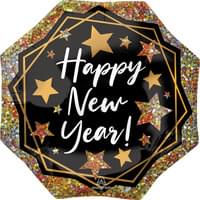 22" Supershape Mylar - New Year Gold Sparkle