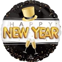 18" Mylar - Happy New Year Pop Clink Cheers HX