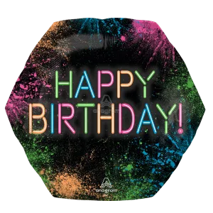 22" Neon Happy Birthday Mylar
