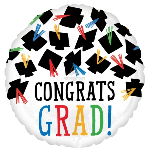 17" congrats grad Mylar- grad caps