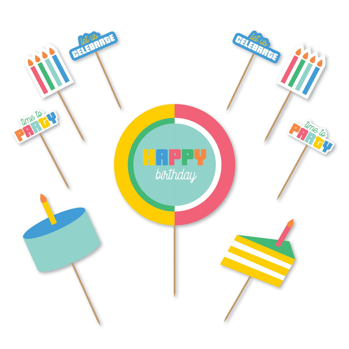 Colorful Collage Birthday Cake Topper