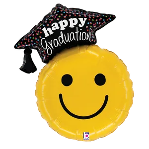 26" graduation smiley face mylar