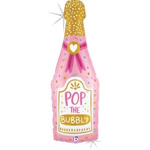 37" BUBBLY CHAMPAGNE BOTTLE GLITTER HOLOGRAPHIC SHAPE