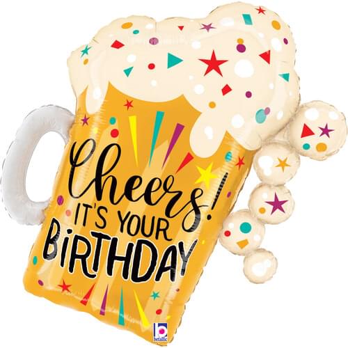 27" Supershape Mylar - Birthday Fun Confetti Beer