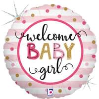 18" Mylar -  Baby Girl Holographic Stripes