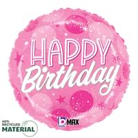 18" Mylar -  Birthday Pink Sparkle Dots