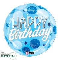 18" Mylar -  Birthday Blue Sparkle Dots