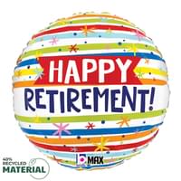 18" Mylar - Happy Retirement Stripes