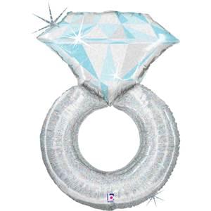 38" Supershape Mylar - Holographic Platinum Wedding Ring