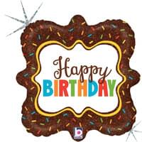 18" Mylar - Holographic Chocolate Sprinkles Birthday