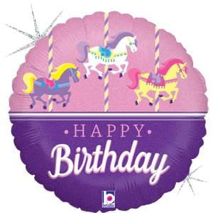 Carousel Birthday Glitter - 18"