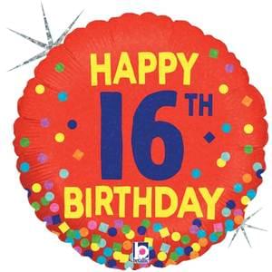 18" 16th Birthday Confetti Mylar