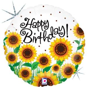 18" SUNNY SUNFLOWERS BIRTHDAY HOLOGRAPHIC