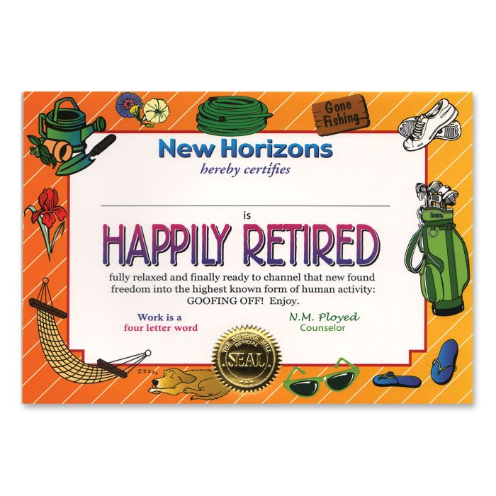 Happily Retired Certificate