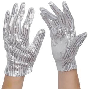 WHITE SEQUINED GLOVES