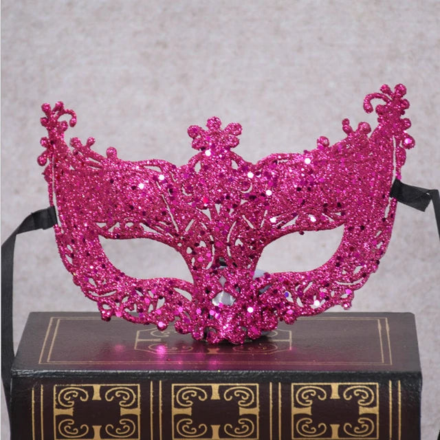 Venetian Lace Masquerade Mask - Hot Pink