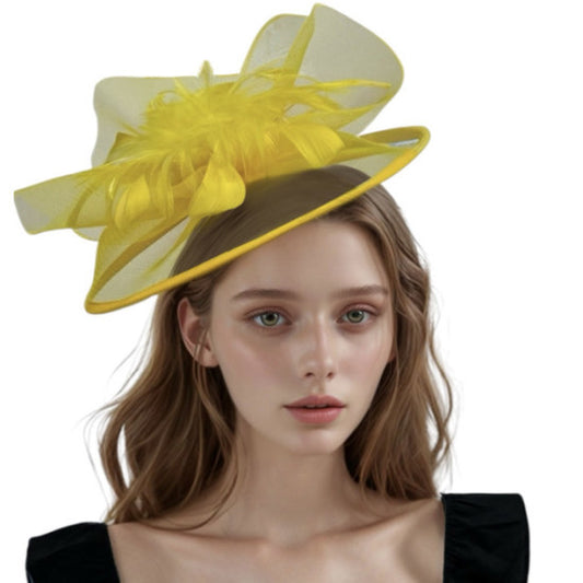 Yellow Feather Halo Fascinator