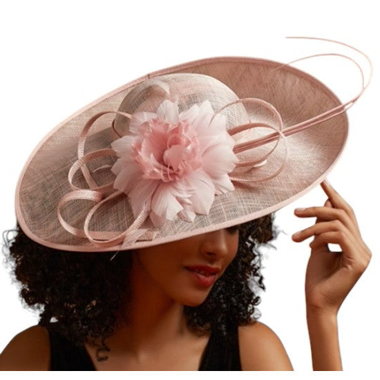 Pink Floral Wide Brim Derby Hat
