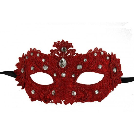 Venetian Lace Masquerade Mask - Red