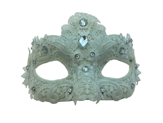 Venetian Lace Masquerade Mask - White