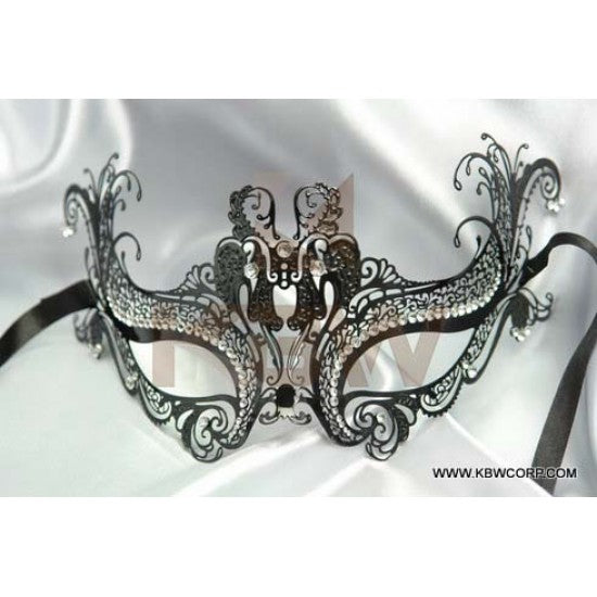 Metal Venetian Masquerade Mask - Black