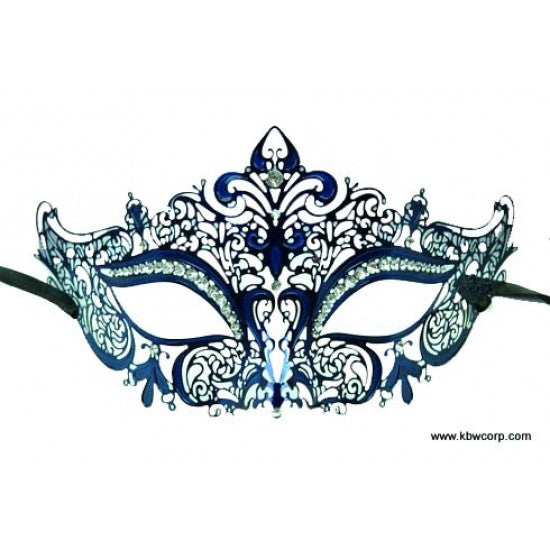 Navy Filigree Masquerade Metal Mask