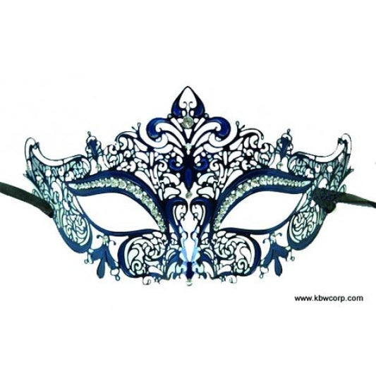 Navy Filigree Masquerade Metal Mask