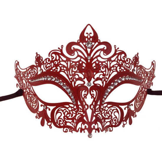 Red Filigree Masquerade Mask with Gems