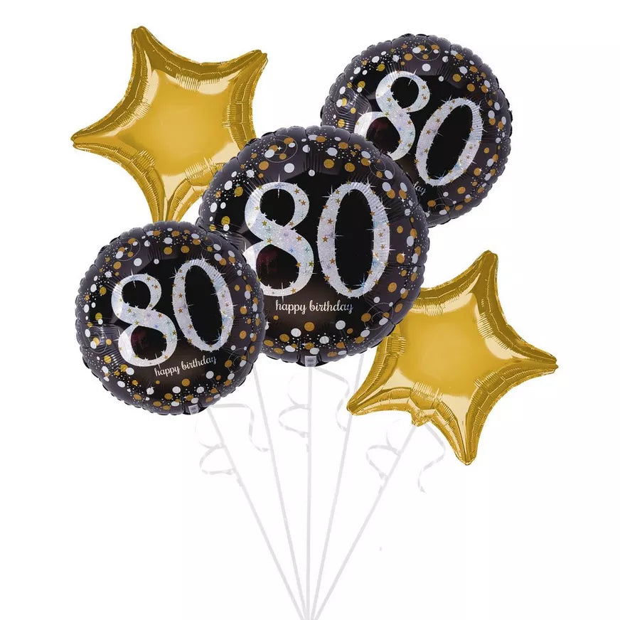 5pc balloon bouquet - Happy Birthday #80
