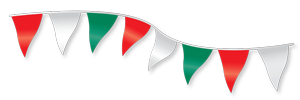 Pennant Banner - Red,white,green 120ft