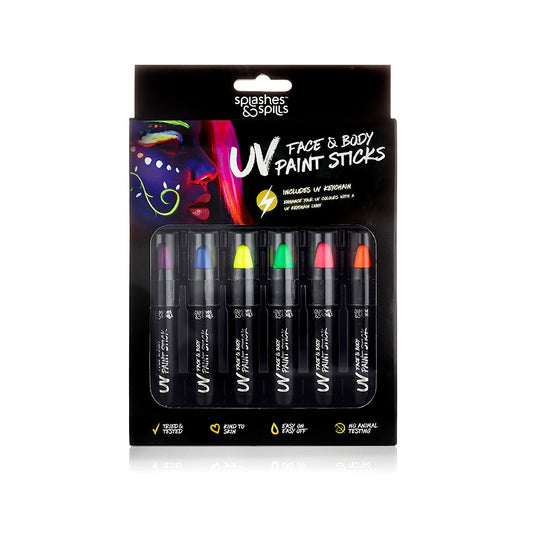 UV Face & Body Paint Sticks 6ct