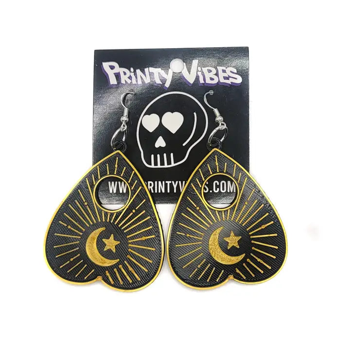 Black and Gold Planchette Earrings