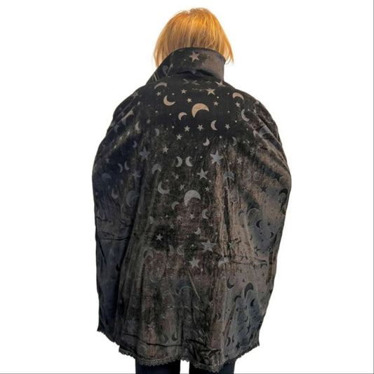 Moon & Star Witch Cape - Black