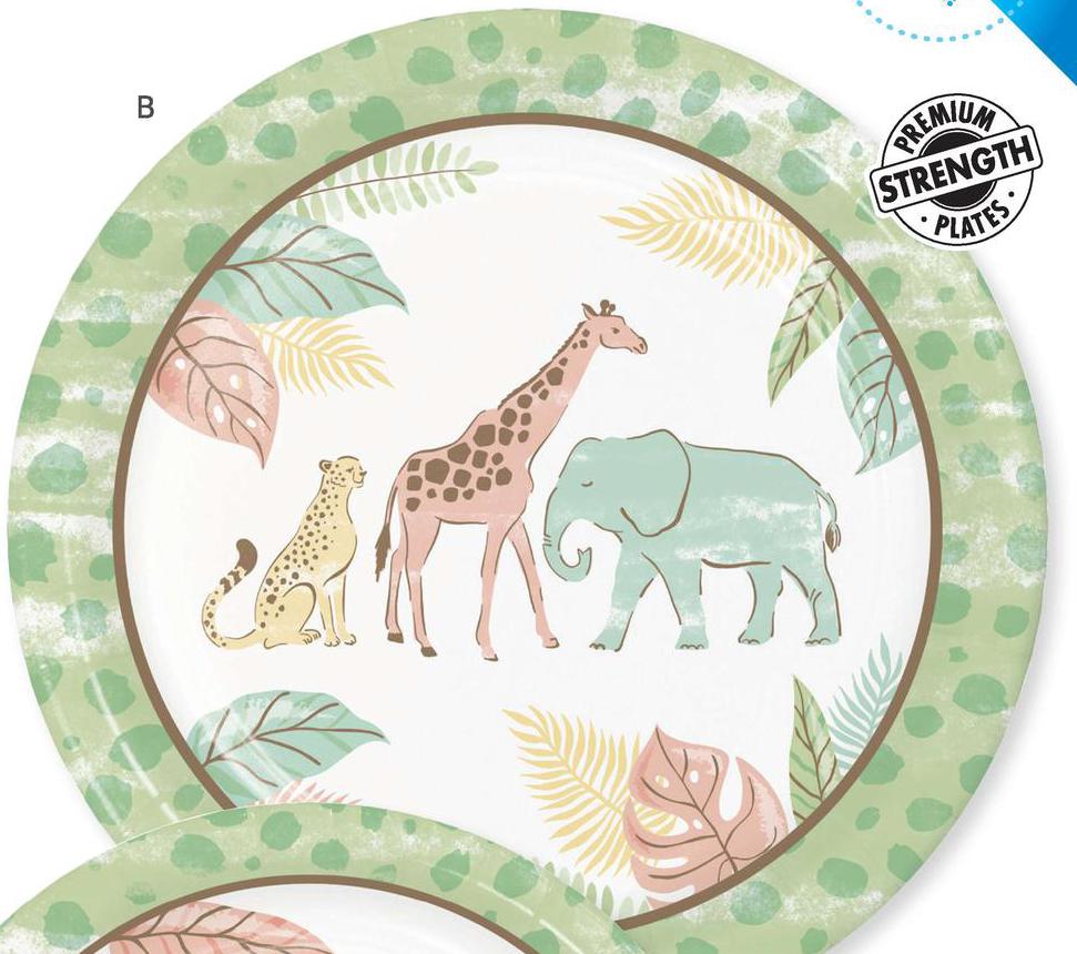 Lunch Plates 8ct - Safari Baby
