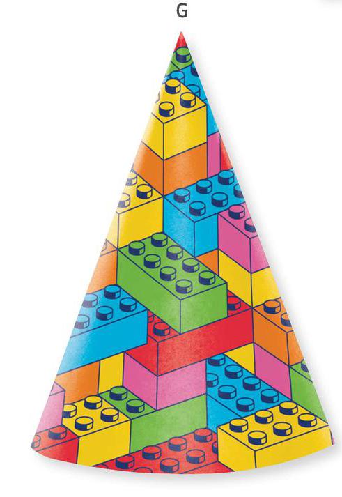 Party Hats 8ct - Block Bash