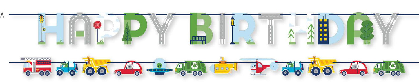 Ribbon Banner 2ct - Transportation Time