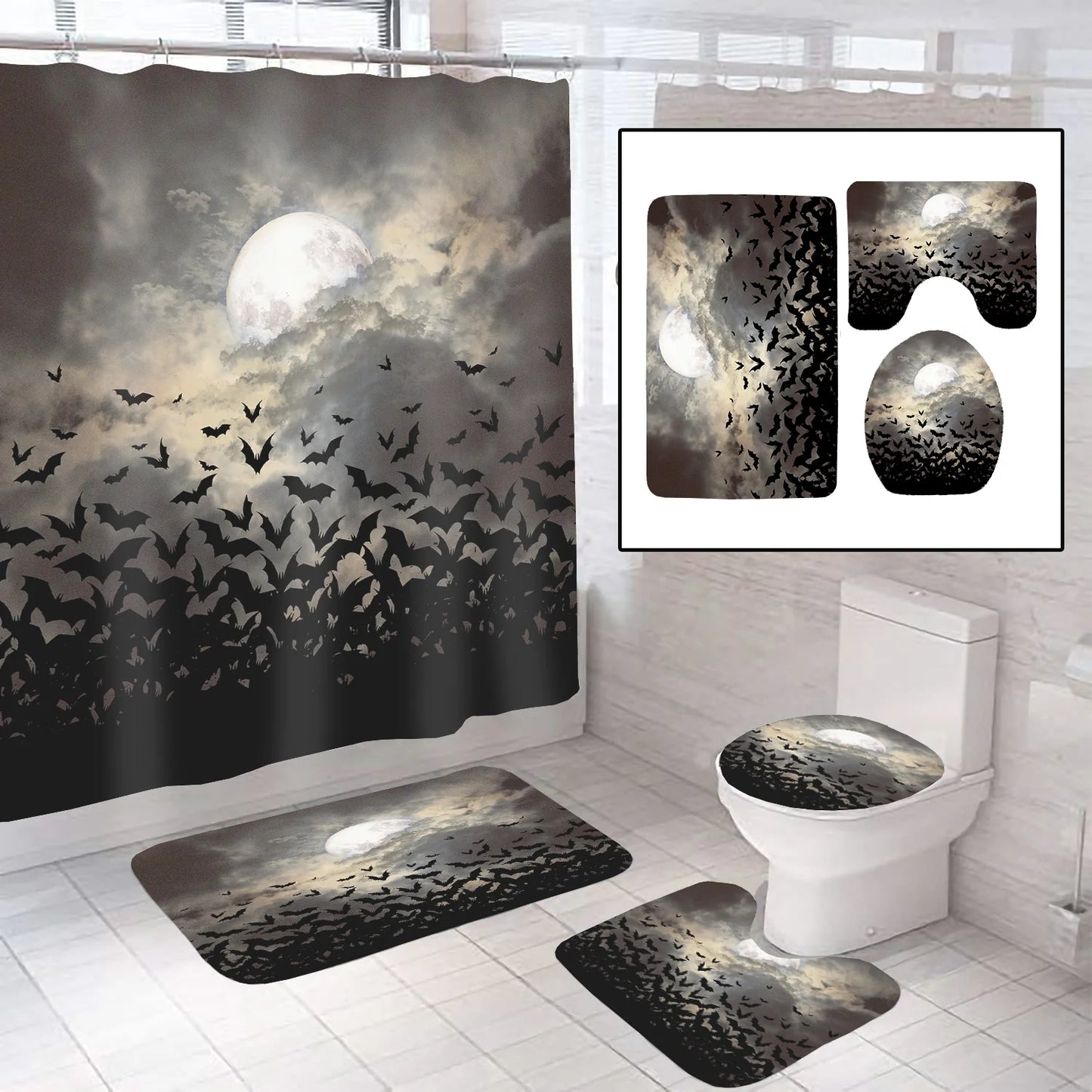 Bat and Moon Bathroom - 4pc Set