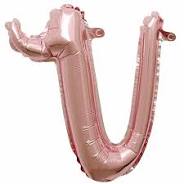 16" Air-Filled - Script Rose Gold Letter "v"