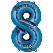 34" Blue Number Mylar - #8