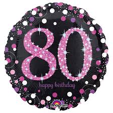 18" Mylar - 80th Holographic Pink Celebration