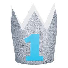 Mini 1st Birthday Glitter Crown - Blue