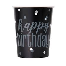 Glitz Silver Happy Birthday - Cups 8ct