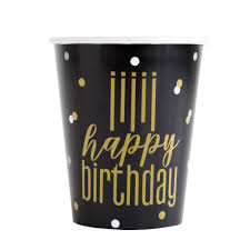 Gold Metallic Happy Birthday - Cups 8ct