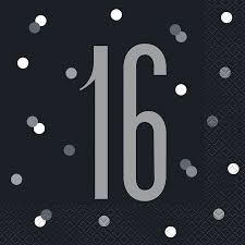 Glitz Silver Happy Birthday - "16" Lunch Napkins 16ct